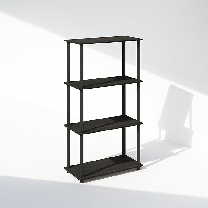 Furinno Turn-N-Tube 4-Tier Multipurpose Bookshelf, Bookcase, Espresso/Black-NeatNest