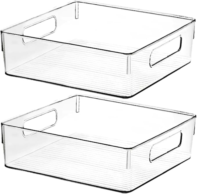 Clear Plastic Storage Bins, Pantry Organizers and Storage or Kitchen Organization and Storage Containers Bins for Organizing, Fridge, Freezer, Bathroom, Pantries, Refrigerator, Cabinet Organizer Bin-NeatNest