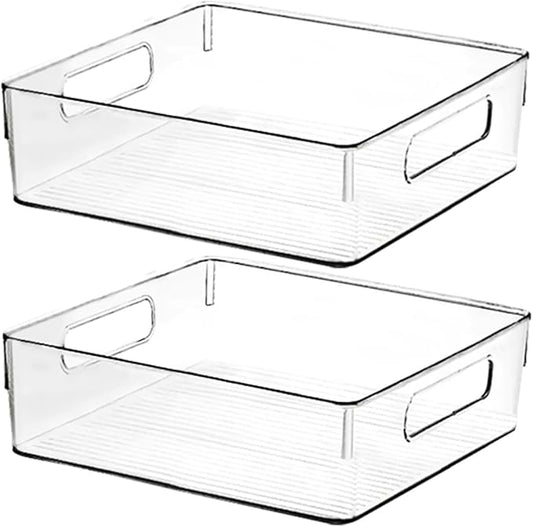 Clear Plastic Storage Bins, Pantry Organizers and Storage or Kitchen Organization and Storage Containers Bins for Organizing, Fridge, Freezer, Bathroom, Pantries, Refrigerator, Cabinet Organizer Bin-NeatNest