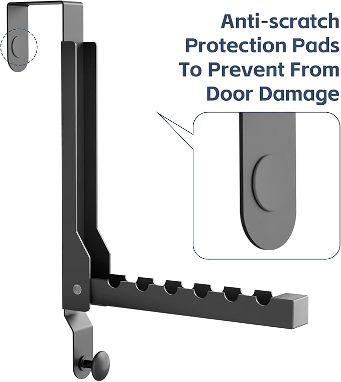 2 Pack Over The Door Hooks,Over The Door Drying Rack for Laundry, Foldable Over The Door Hanger Rust-Resistant Door Hanger Hook, Clothes Drying Rack for Dorm,Black