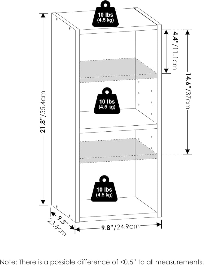 Furinno Fulda 2-Tier Space Saving Storage Shelf Bookcase, 10-Inch Width, Blackwood-NeatNest
