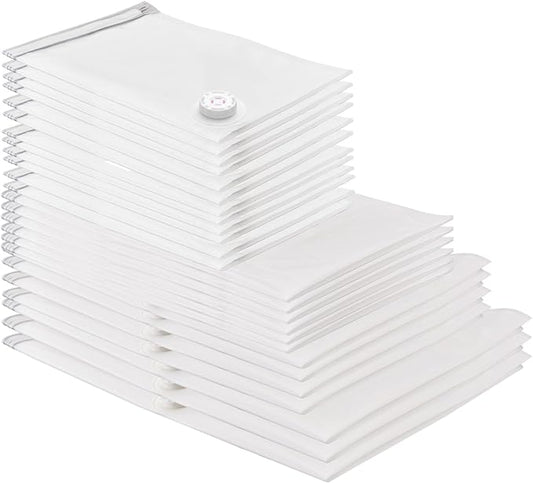 25 Pack Vacuum Storage Bags, Vacuum Sealed Storage Bags (3Jumbo/4Large/6Medium/6Small/6Roll), Space Saver Bag for Clothes, Blanket, Duvets, Pillows, Bedding,Comforters, Travel (Air Pump Not Included)-NeatNest