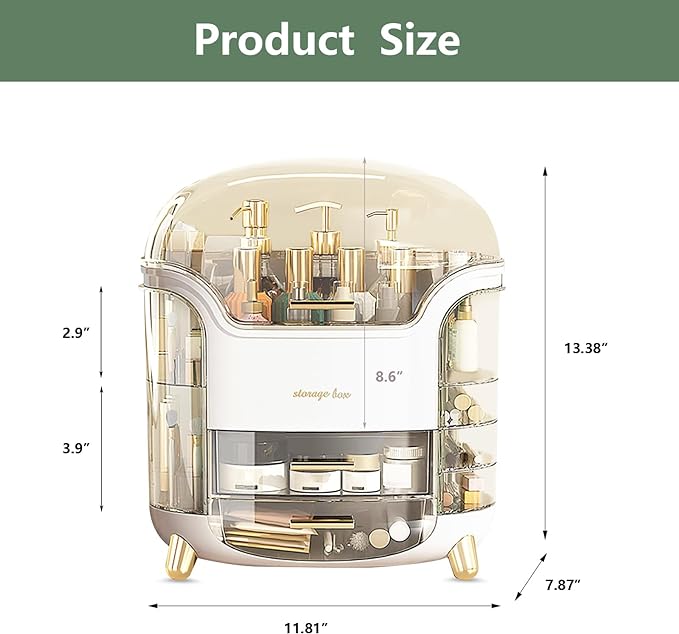 Upgrade Large Makeup Organizer Countertop Vanity Case Skin Care Cosmetic Storage Box Bathroom Counter Perfume Skincare Organizers Make Up Caddy Gift for Women Girls Clear Design Easy Visibility
