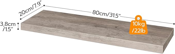 HOOBRO Floating Shelves for Wall, Wall Mounted Shelf Set of 2, 31.5" Hanging Shelf with Invisible Brackets, for Wall in Bathroom, Bedroom, Toilet, Kitchen, Living Room, Office, Greige BG80BJP201-NeatNest