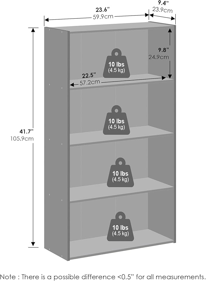 Furinno Reed 4-Tier Multipurpose Open Shelf Clothing & Closet Storage Organization, White-NeatNest