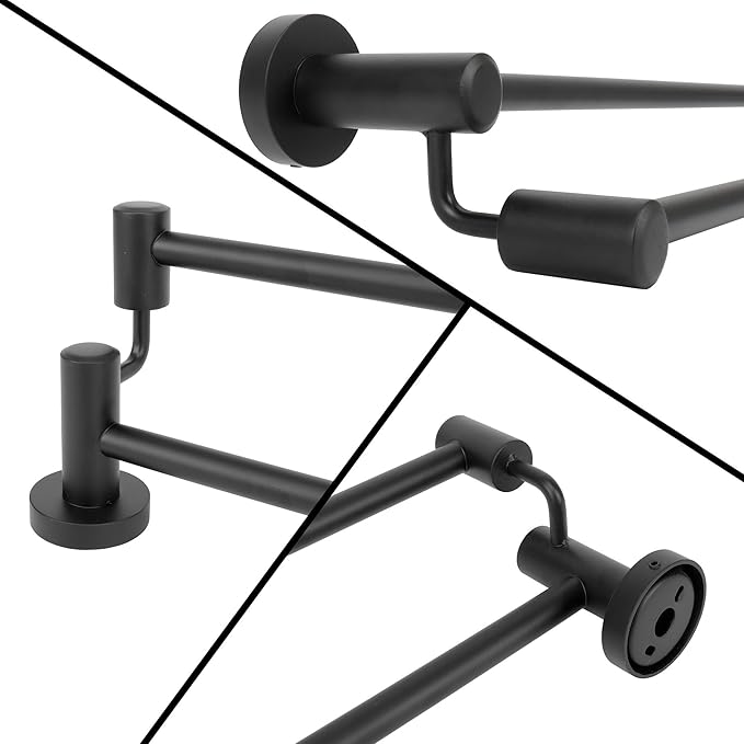 TocTen Double Bath Towel Bar - Thicken SUS304 Stainless Steel Towel Rack for Bathroom, Bathroom Accessories Double Towel Rod Heavy Duty Wall Mounted Towel Holder (Black,24IN)