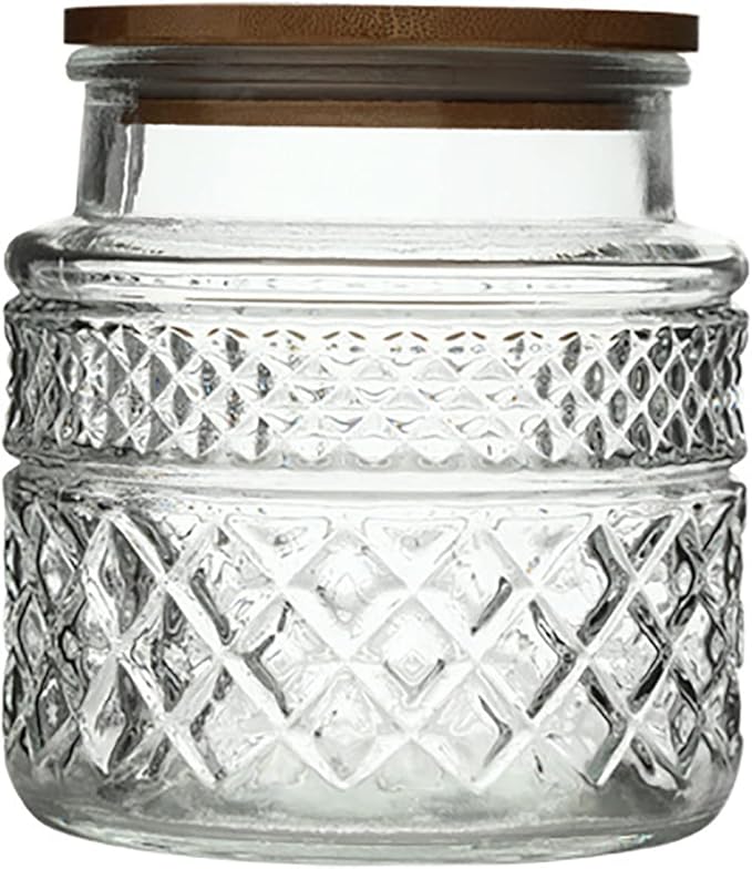 38 FL OZ Large Glass Storage Jar Food Storage Container with Airtight Bamboo Wooden Lid for Candy Snack Coffee Tea Nuts Airtight Glass Jars Kitchen Containers Cereal Canisters Vintage Glass Canisters