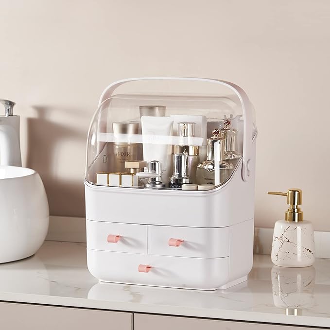 Large Makeup Organizer w Drawers Beauty Organizer Makeup Box Holder Vanity Organization Desk Countertop MakeUp Organizers Bathroom Counter Organizer Skincare Cosmetic Case Stand Dustproof Lid Gift-NeatNest