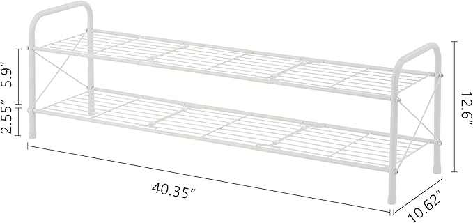 Hoctieon 2 Tier Shoe Rack for Closet, Durable Mesh Style Shoe Rack, Entryway Shoe Shelf, Shoe Storage Organizer for Hallway, Bedroom, Living Room, Wardrobe, White-NeatNest