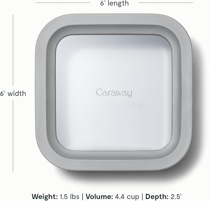 Caraway Glass Food Storage - 4.4 Cup Glass Container - Ceramic Coated Food Container - Non Toxic, Non Stick Lunch Box Container with Glass Lids - Dishwasher, Oven, & Microwave Safe - Gray-NeatNest