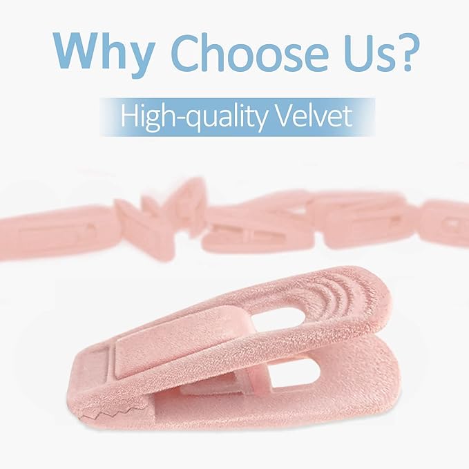 Light Pink Velvet Hangers (80-Pack), Non-Slip Strong Hanger Clips for Velvet Skirts & Pants-NeatNest
