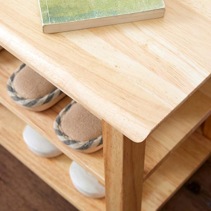 XKZG Storage Bench Wooden Shoe Rack Bench Simple Style Wood Entryway Bench (Natural,31.5")-NeatNest