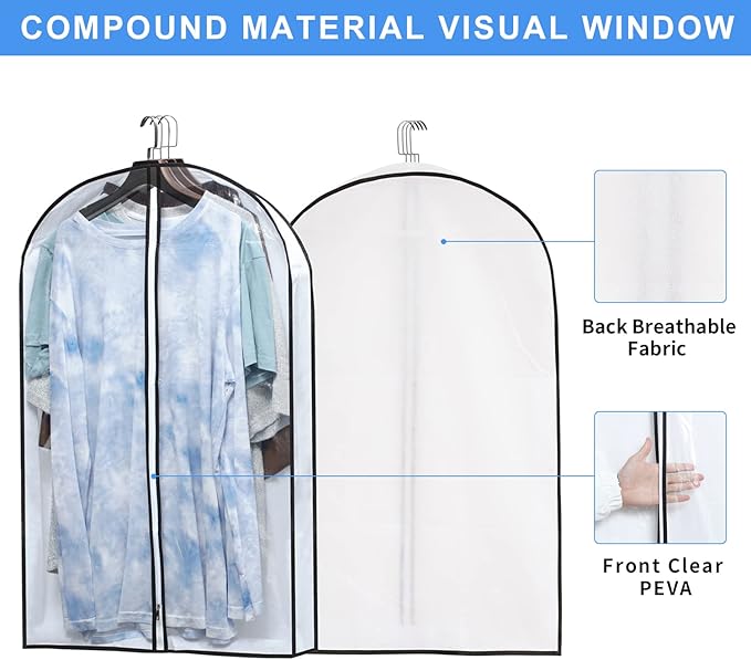 Hanging Clothes Storage with 4" Gusseted Garment Covers (Set of 6) - Clear Suit, Sweater, Shirt, Jacket Protectors for Closet - 24"x 32"x 4" / 6 Pack-NeatNest