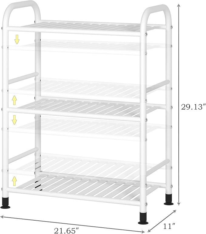 JSB 3-Tier Adjustable Shelving Unit, Heavy Duty Storage Rack Organizer Metal Corner Shelf for Kitchen Living Room Laundry Pantry Bathroom (White, 3 Tier)…