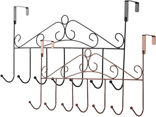 eywlwaar Metal Over Door Hook Rack with 7 Hooks Decorative Over The Door Clothes Hanger Suitable for Towels Hats Coats Bag Scarfs in Bathrooms, Bedroom, Kitchen-NeatNest