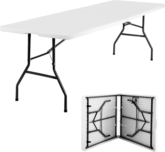 FDW Folding Half Portable Foldable Table for Parties Backyard Events (White, 6 FT 70 * 29) (White, 8 FT)-NeatNest