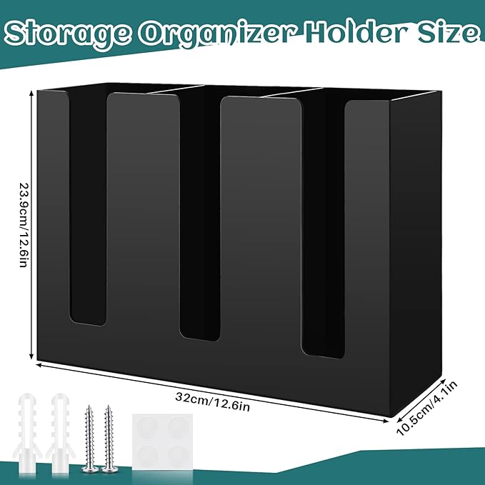 3 Compartments Acrylic Coffee Cup Dispenser Organizer Paper Cup Lid Sleeve Holder Organizer Coffee Shop Supplies Holder Storage for Counter Wall(Black)-NeatNest