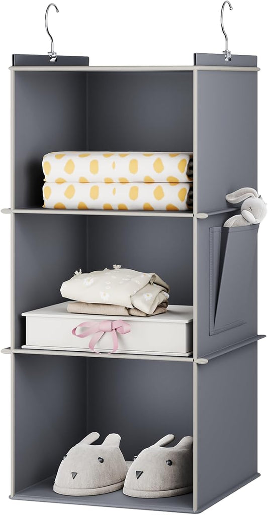 Hanging Closet Organizer, 3-Shelf Closet Hanging Storage Shelves, Grey-NeatNest