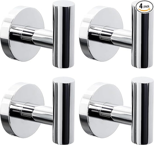 Kruodop Towel Hooks for Bathroom,4 Packs Wall Mount Towel Holder,Black Matte Wall Robe Hook,Stainless Steel Heavy Duty Door Hanger Towel Hook for Kitchen, Bedroom,Hotel,Pool,Coats