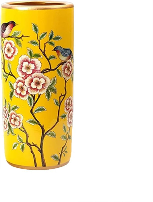 Ceramic Umbrella Stand Umbrella Holder for Entryway Hand-Made Umbrella Stand Barrels Umbrella Holder Cane Floor Standing Vase Ceramic Storage Bucket for Home Office Entrance Indoor.(Yellow 201)-NeatNest
