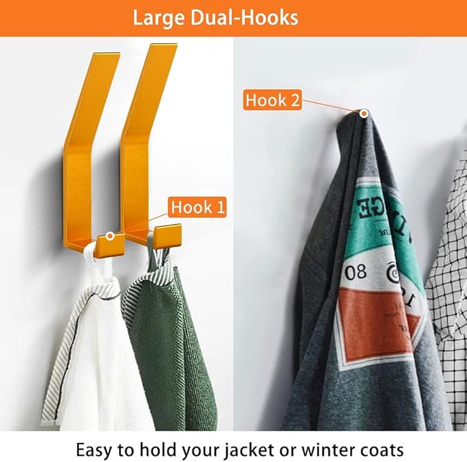 Coat Rack Hooks Wall Mounted, Gold 4Packs, Bath Towel Rope Hooks for Kitchen, Door, Cabinet, Bathroom, Foyers, Hallways, and Bedrooms-NeatNest