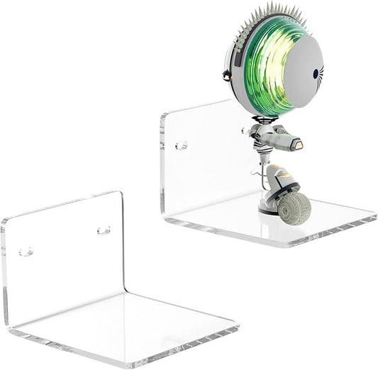 4 Inches Clear Small Wall Shelves, 4mm Thickness Acrylic Small Floating Shelf for Figures, Plants, Security Cameras, Speakers, Moisture-Proof, 2 Pack-NeatNest