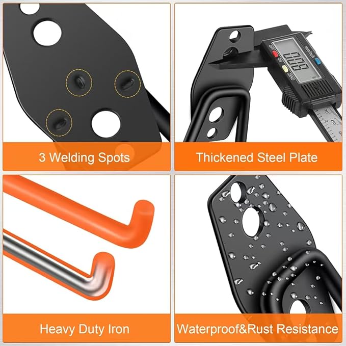 Garage Hooks Pack of 12, Garage Storage System Hooks for Hanging Ladders, Bicycles, Power Tools and More Tools-NeatNest