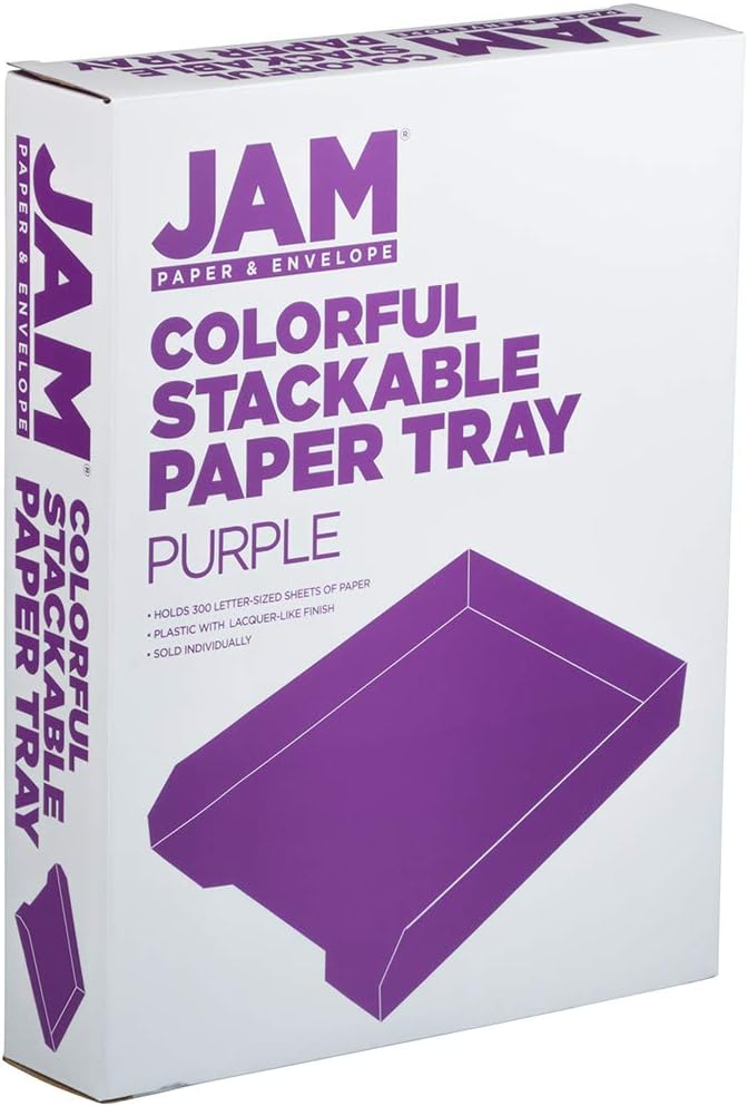 JAM PAPER Stackable Paper Trays - Purple - Desktop Document, Letter, & File Organizer Tray - Sold Individually-NeatNest