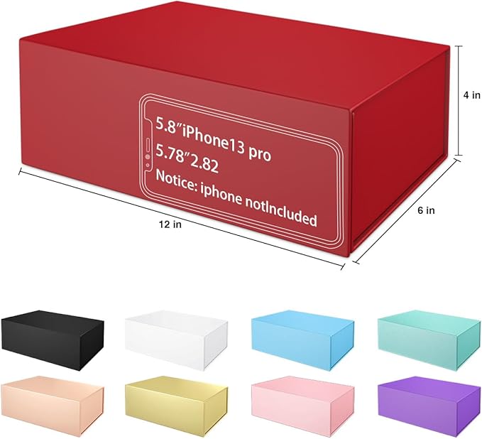 Gift Boxe 12" x 6" x 4" with Magnetic Closure Lid Gift Boxes for Presents,Bridesmaid Gifts Box,Cute Box,Birthday Gift box,Luxury for Gift Packaging, Magnetic Gift Box for Wrapping Gifts (Red)-NeatNest