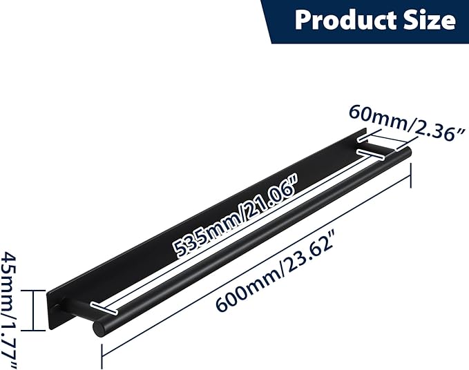 Alise Bath Towel Bars, 24 Inch Towel Hanger Towel Racks for Bathroom, SUS304 Stainless Steel Hand Towel Holder, Wall Mount with Self-Adhesive or Drilling, Matte Black