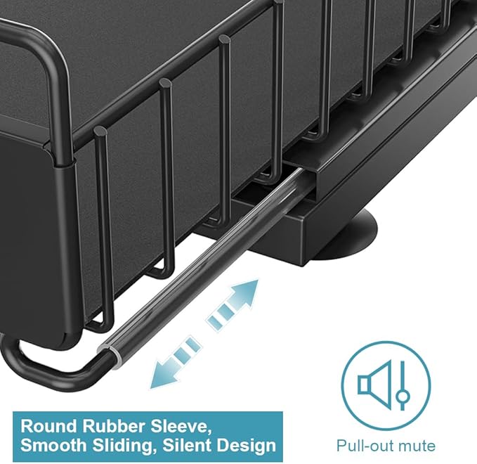 Under Sink Organizer, Pull Out Kitchen Cabinet Organizer, 2-Tier Metal Under Sink Organizers and Storage Height-Adjustable, Kitchen Bathroom Organizers and Storage Shelves, Black-NeatNest