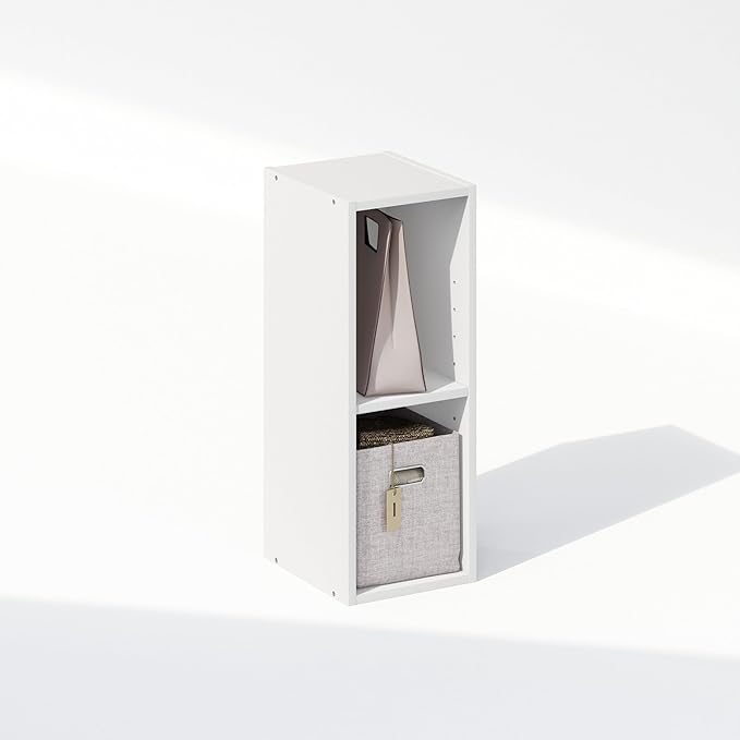 Furinno Reed 2-Tier Multipurpose Closet Storage Organizer Shelf, 8-Inch Width, White-NeatNest