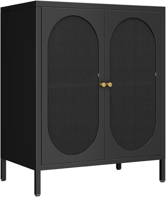 2 Door Accent Cabinet,Metal Storage Cabinet with Adjustable Shelf,Buffet Sideboard for Bed Room,Living Room,Entryway,Hallway,Home,Hotel,Office,Garage,Kitchen,1 Removable Shelf.