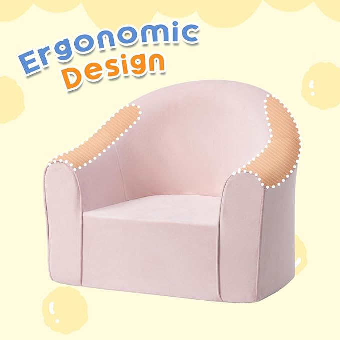 ALIMORDEN Adorable Toddler Chair, Snuggly Soft Foam Seat for Little Ones with Removable Washable Cover - Small Kids Reading Couch, Pink-NeatNest