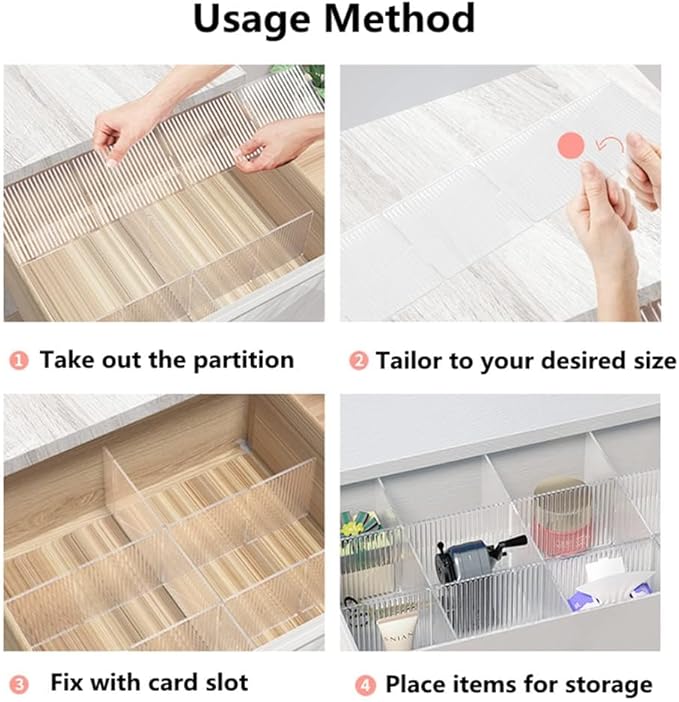 8pcs DIY Plastic Drawer Organizer Adjustable Drawer Dividers for Home Tidy Closet, Socks, Underwear, office school supplies, kitchen utensil tools (Clear Green)-NeatNest