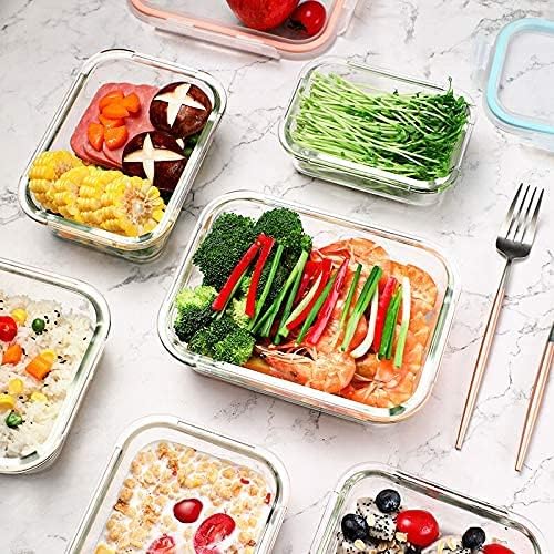 GC [10-Pack] Glass Meal Prep Containers with Lids, Food Storage Containers with Snap Locking Lids, Airtight Lunch Containers, Microwave, Oven, Freezer and Dishwasher