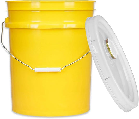 House Naturals 5 Gal Yellow Plastic Bucket with Lid Food Grade BPA Free Premium 90 mil Pail