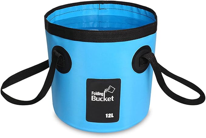 BANCHELLE Collapsible Bucket Water Container Portable Folding Camp Wash Basin for Outdoor Traveling Hiking Fishing Car Washing Gardening Camping (Blue, 12L)-NeatNest