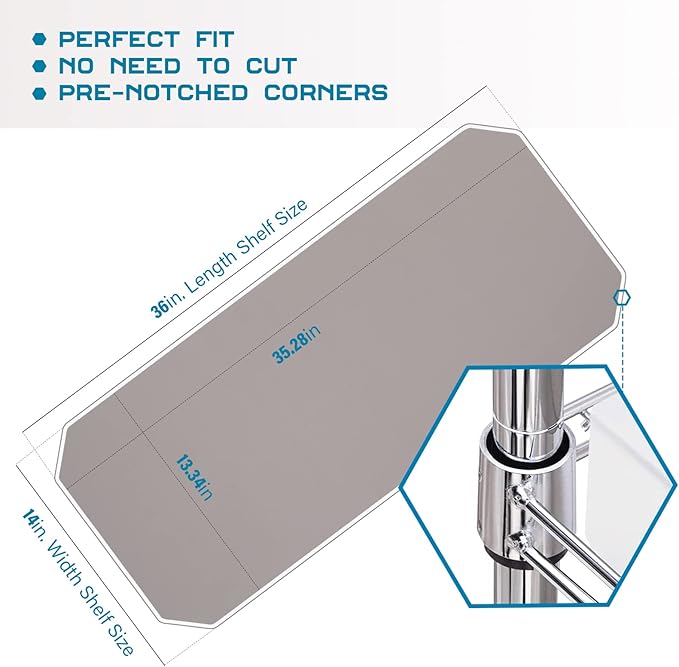 BRIAN & DANY Wire Shelf Liner 14" X 36", Heavy Duty Shelf Liners for Wire Shelving, Waterproof Protector Mats, Set of 10, Charcoal-NeatNest