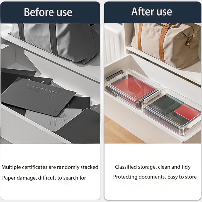 2 Pcs 5.5qt 9 x 13 Plastic Portable Project Case With Snap-Tight Latch, Clear Stackable Storage Boxes Organizer for A4 Files, Photos, Scrapbooks, Art Supplies (‎Blue Latch, Large)