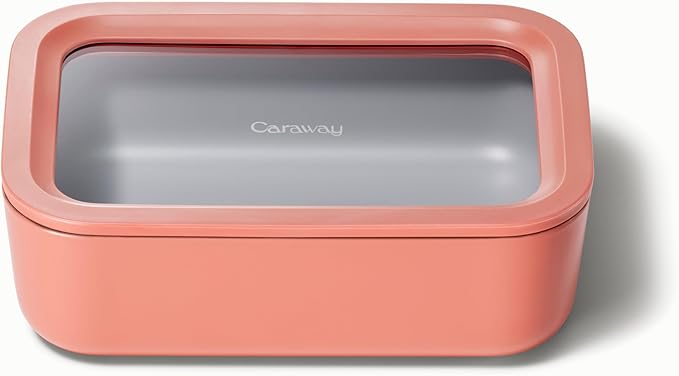 Caraway Glass Food Storage - 6.6 Cup Ceramic Coated Container - Non-Toxic, Non-Stick Lunch Box With Lids - Dishwasher, Oven, & Microwave Safe - Perracotta-NeatNest