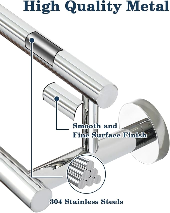 Alise Double Bath Towel Bars,24 Inch Towel Racks for Bathroom,SUS304 Stainless Steel Towel Holder,Towel Holder Wall Mount,Toilet Kitchen Towel Rod,Polished Chrome Towel Rail,GYT6902-C