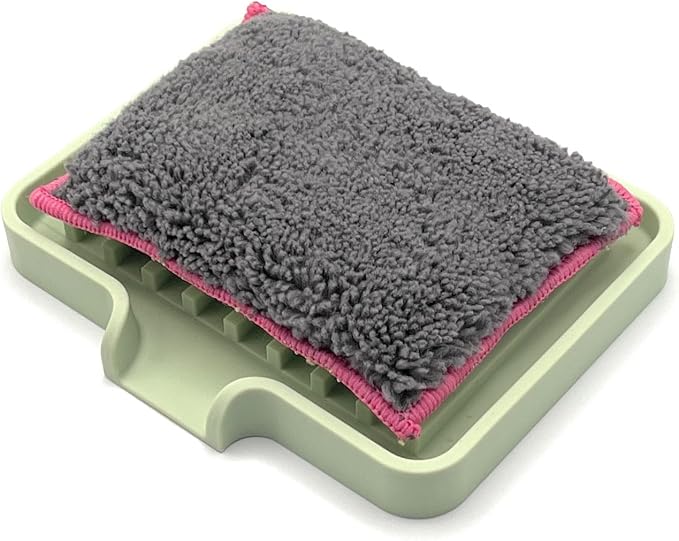 Happitasa Silicone Soap Dish Tray and Sponge Holder with Drain Chute, Pack of 2 | Bathroom and Kitchen Sink Organizer Caddy (Pistachio, 5.2"x4", 7.2 Ounces)-NeatNest