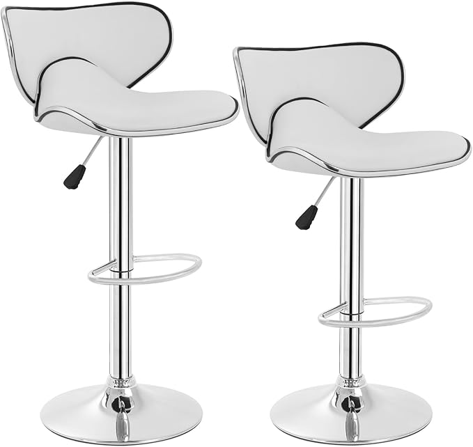 BestOffice Bar Stools Set of 2, Counter Height Adjustable Bar Stools with Back Bar Stool PU Leather Swivel Bar Stool Kitchen Counter Bar Stools Dining Chairs-NeatNest