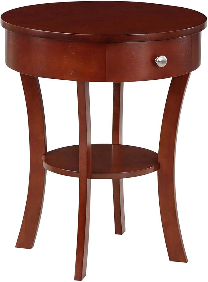 Convenience Concepts Classic Accents Schaffer 1 Drawer End Table with Shelf, 20" L x 20" W x 24" H, Mahogany-NeatNest
