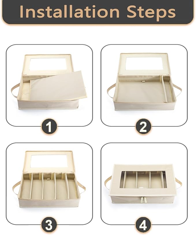 Flatware Utensil Storage Case, Beige Silverware Storage Box Chest with Adjustable Dividers, Removable Cutlery Storage Holder with Zipper Lid for Organizing Spoon/Flatware/Knives-NeatNest