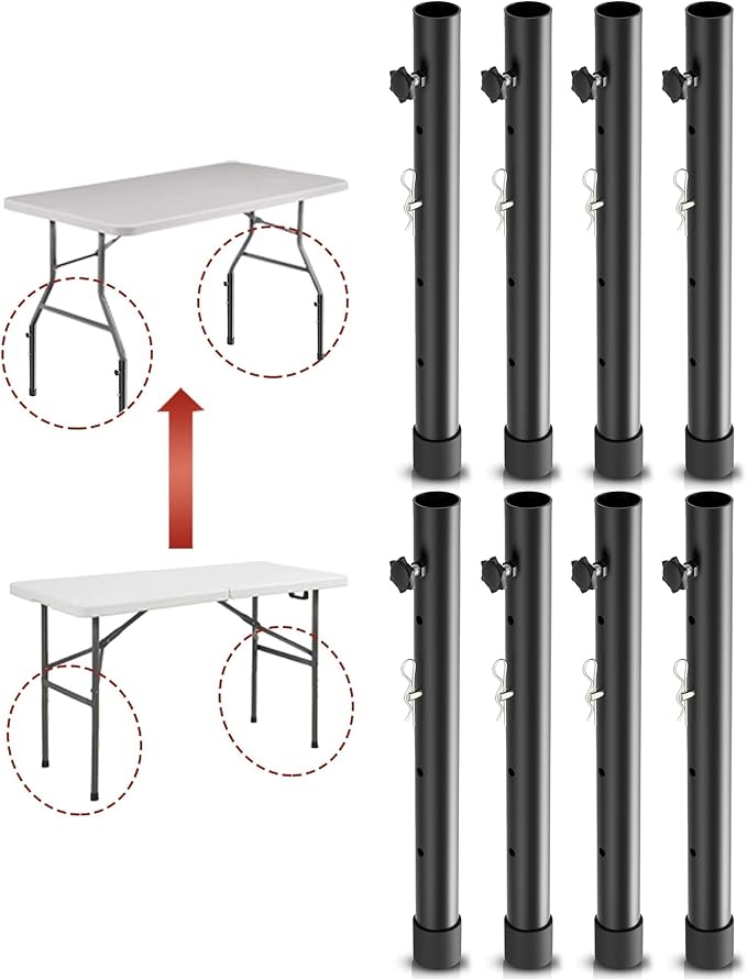 8-Pack Folding Table risers for Folding Tables Straight/Bent Leg, Dural Folding Table Leg Extensions 4 Levels/Heights Table Leg Extenders-All for Treating Your Back Pain(17.3 in (44cm)-NeatNest