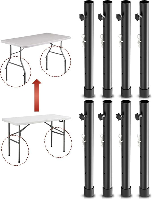 8-Pack Folding Table risers for Folding Tables Straight/Bent Leg, Dural Folding Table Leg Extensions 4 Levels/Heights Table Leg Extenders-All for Treating Your Back Pain(17.3 in (44cm)-NeatNest