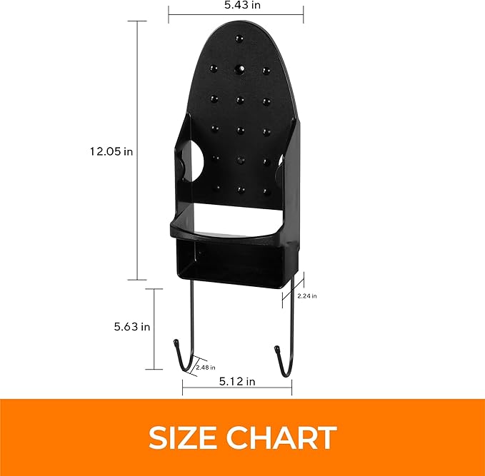 Ironing Board Hanger, Wall Mounted Ironing Board Holder, Iron and Ironing Board Storage Organizer for Laundry Rooms, Suitable for Different Types of Ironing and Ironing Board, Heat Resistant, Black