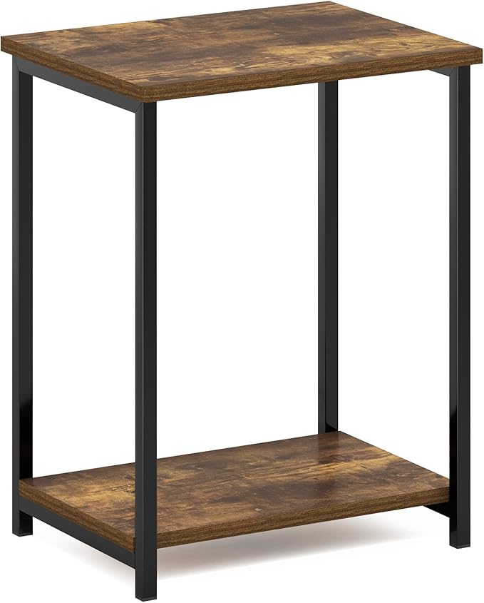 Furinno Simplistic Metal Frame End Table, 1-Pack, Amber Pine-NeatNest